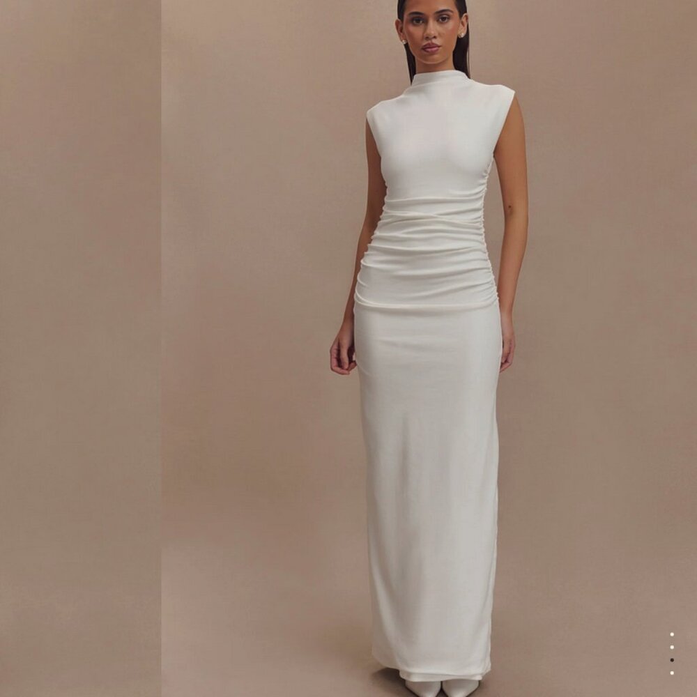 Elliot High Neck Sleeveless Maxi Dress - White (XS & S)